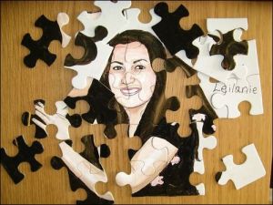 Leilanie Stewart: self-portrait in acrylic and ink