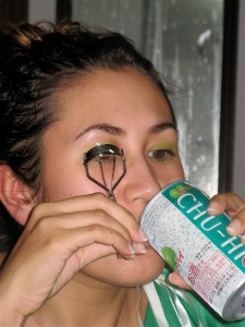 Too many things at once... candid camera: chu-hi and curlers