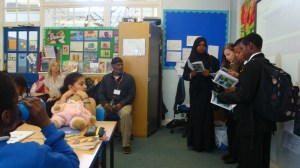 My young writers reading their poetry to primary school pupils