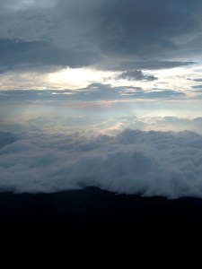 Clouds above the Suicide Forest, seen from Mt. Fuji, Japan